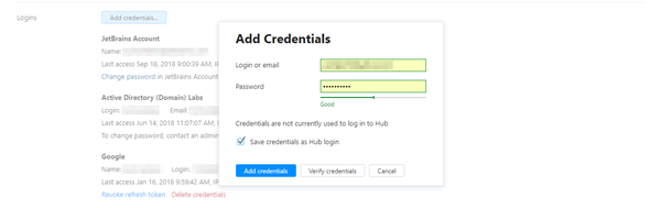 Add credentials options