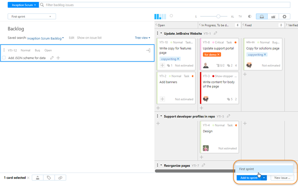 Add from backlog to sprint