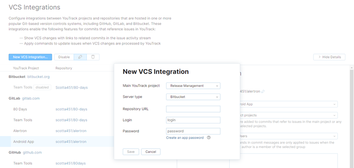 new Bitbucket VCS integration