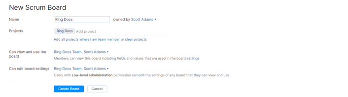 Scrumban new board settings