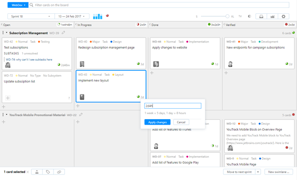 update estimation on agile board