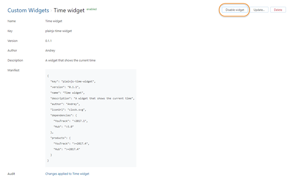 Disable widget profile Disable widget profile