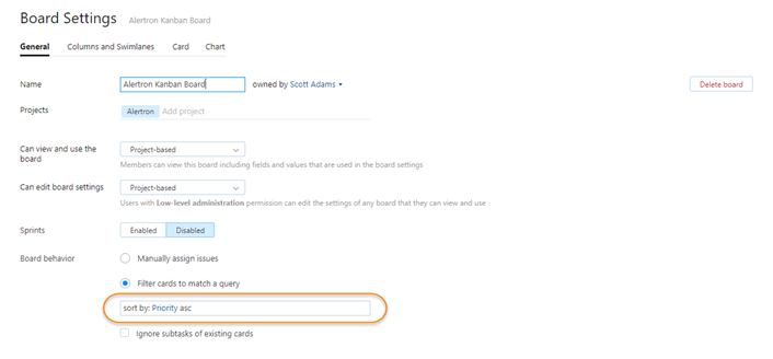 Explicit sort agile board settings Explicit sort agile board settings