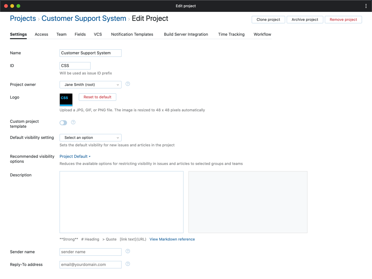 General project settings General project settings