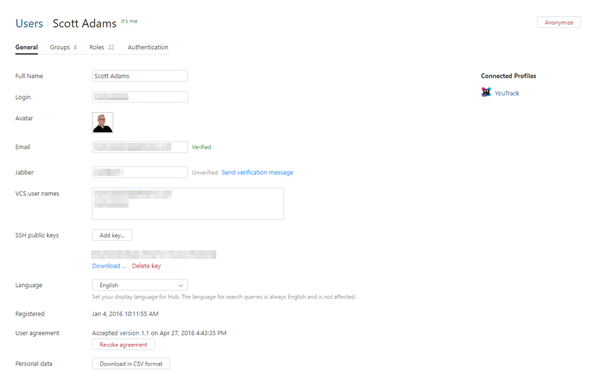 Hub account general Hub account general