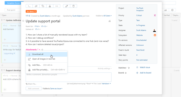 Issue attachment options Issue attachment options