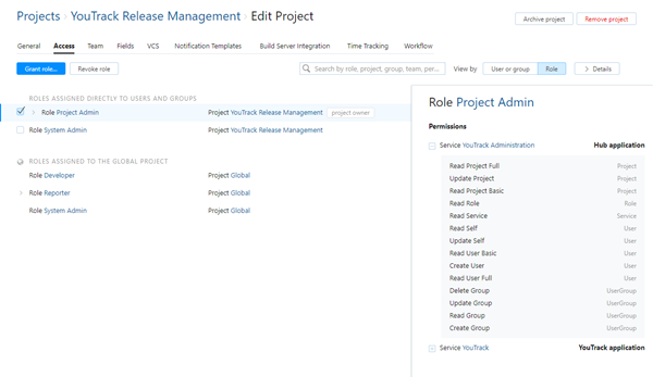 Project access by role Project access by role