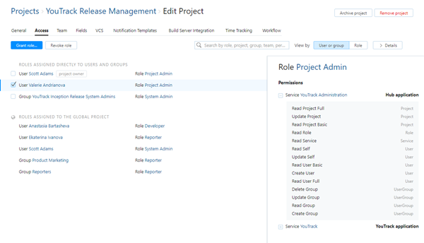 Project access by user or group Project access by user or group