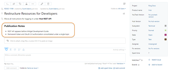 Text field single issue view Text field single issue view