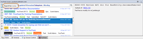 Youtrack issues tool window search Youtrack issues tool window search