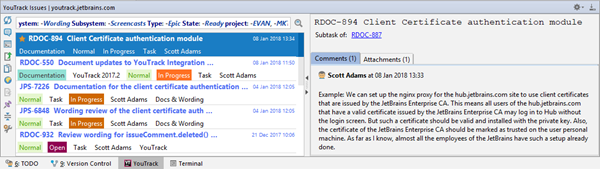 Youtrack issues tool window Youtrack issues tool window