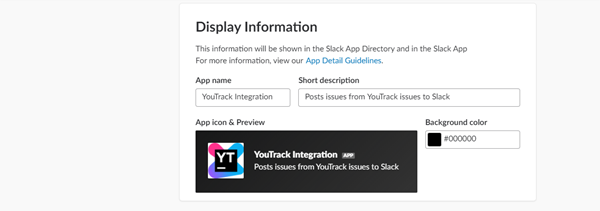 Slack integration settings
