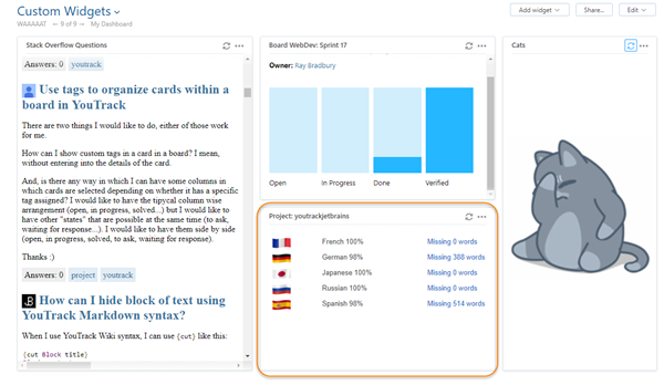 Crowdin project status widget