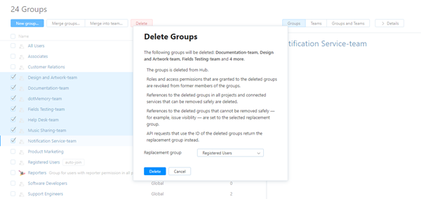 Delete group confirmation Delete group confirmation
