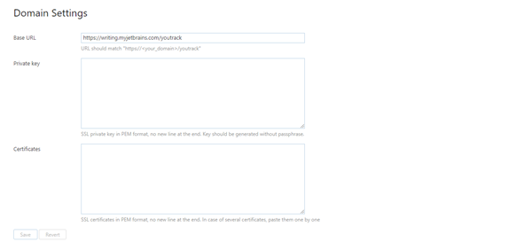 YouTrack InCloud domain settings YouTrack InCloud domain settings
