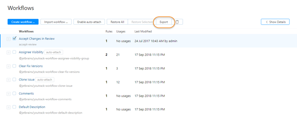 Export workflows