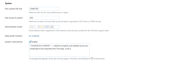 system settings for YouTrack InCloud system settings for YouTrack InCloud