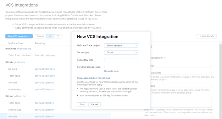 new GitLab VCS integration