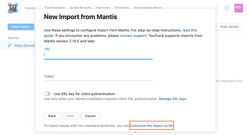 Customize a predefined import script