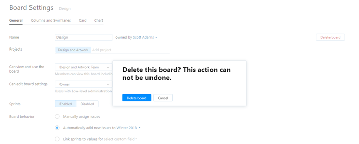 Delete board confirmation