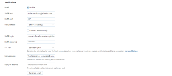 SMTP settings SMTP settings