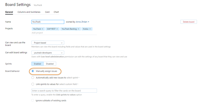 Scrum general settings