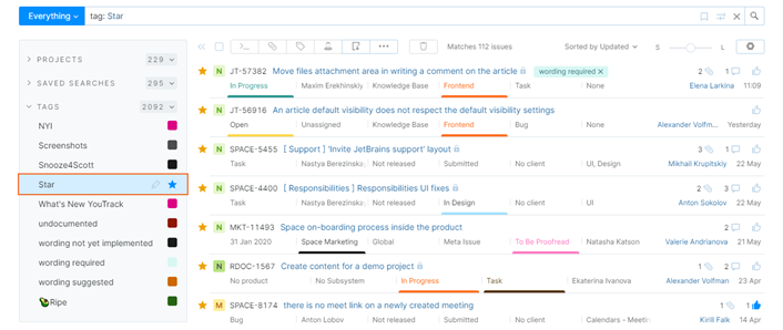 Star tag on Issues list