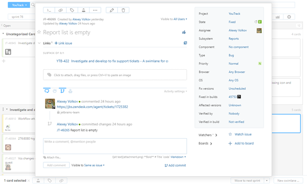 Activity stream agile board