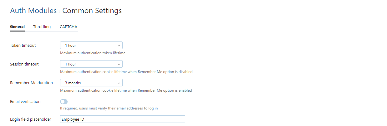 Auth modules common settings incloud Auth modules common settings incloud