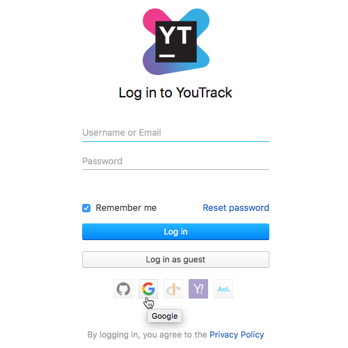 Google Auth Module YouTrack InCloud