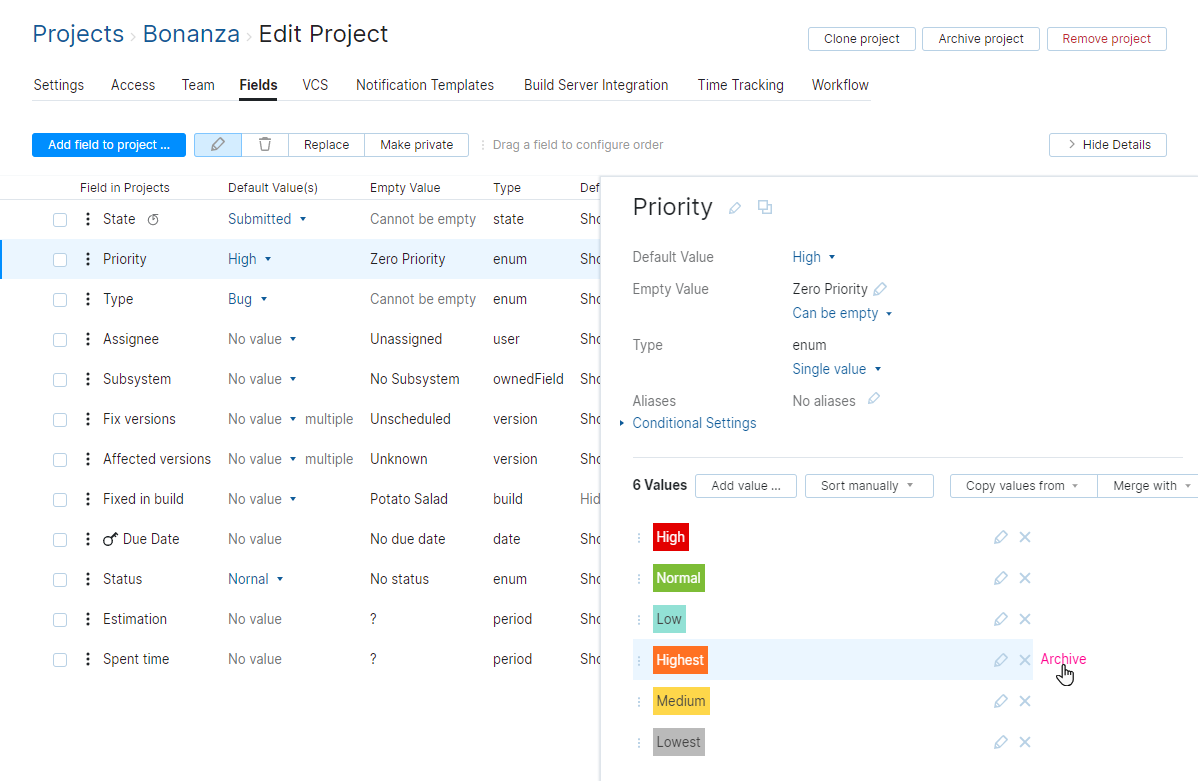 Archive link for a value in a custom field. Archive link for a value in a custom field.