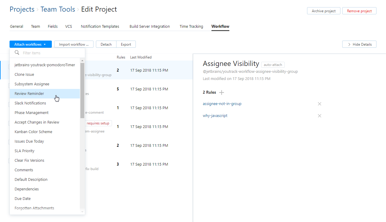 Attach workflow to project Attach workflow to project