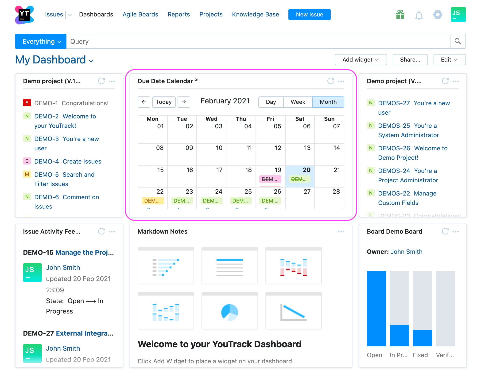 Due Date Calendar widget saved Due Date Calendar widget saved