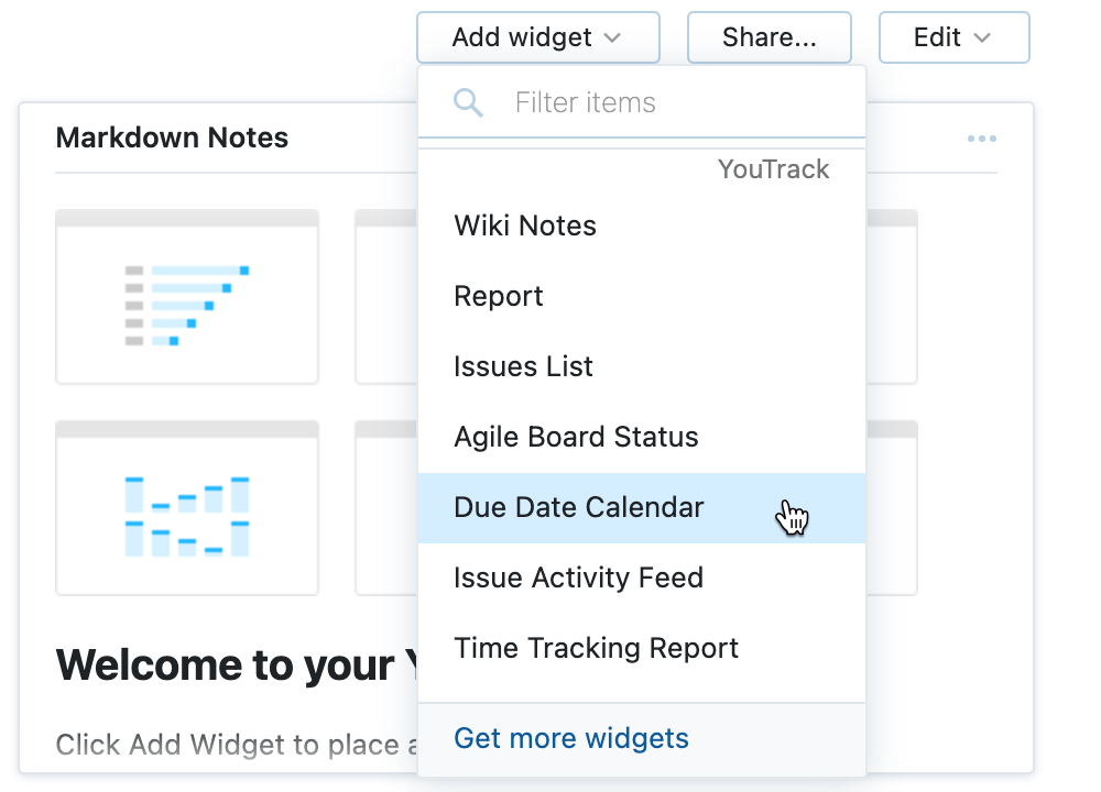 Select the widget in drop-down list. Select the widget in drop-down list.