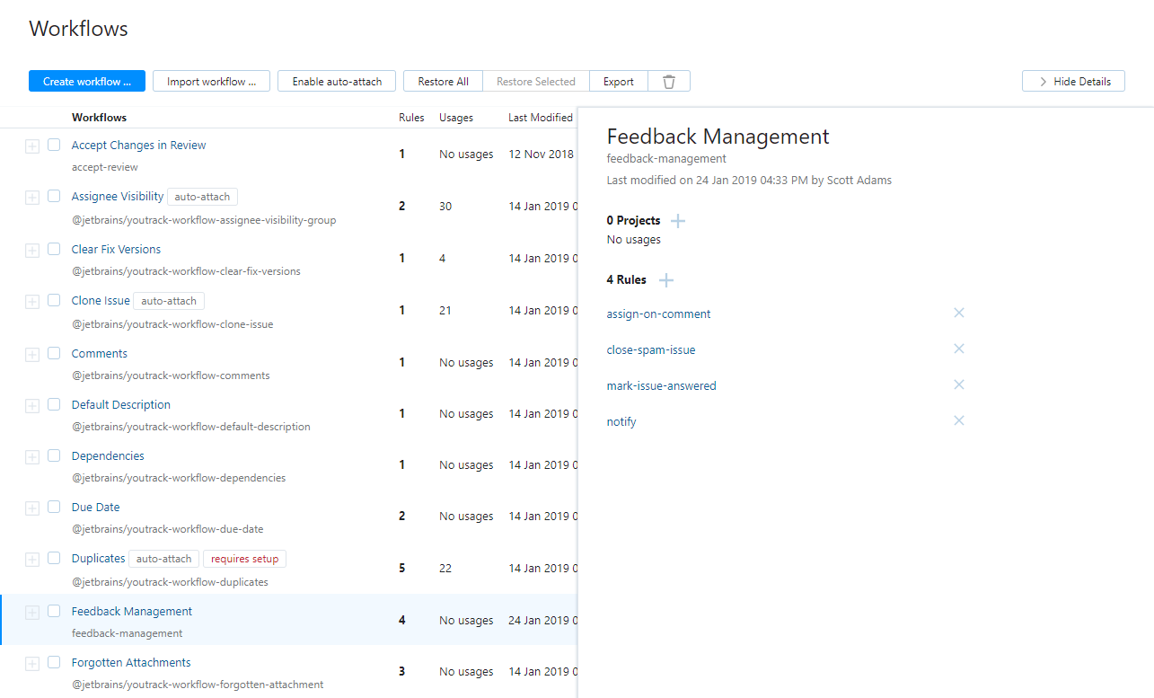 feedback management custom workflow