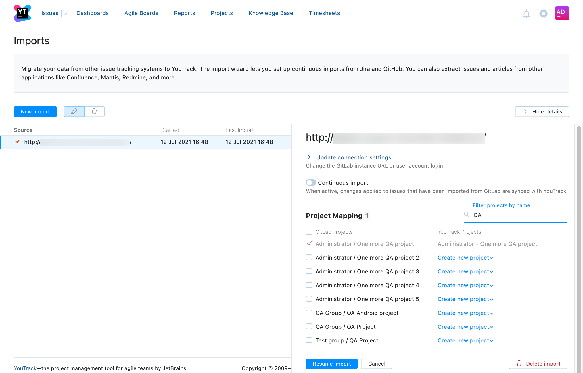 Edit import settings. Edit import settings.