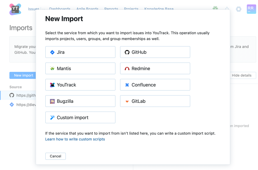 New import dialog New import dialog