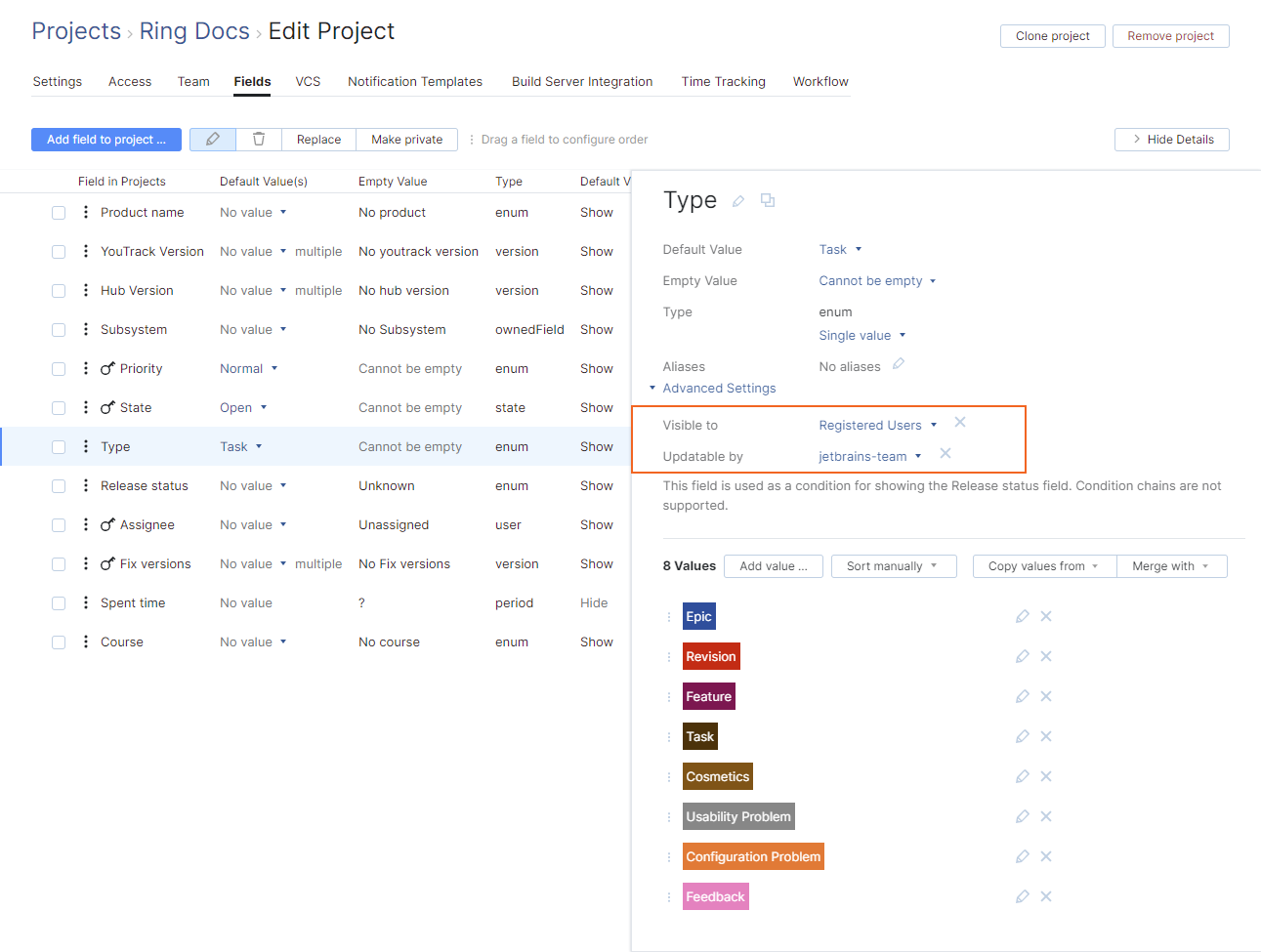 Group-based field visibility settings. Group-based field visibility settings.