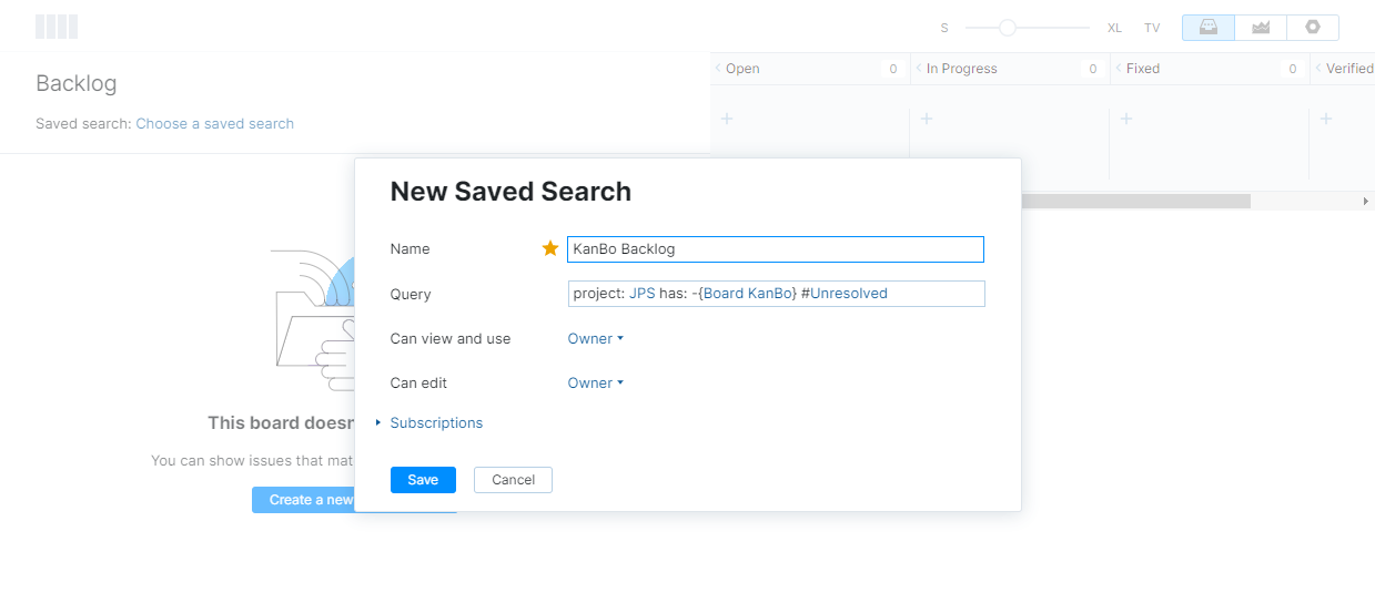 New saved search for backlog issues.