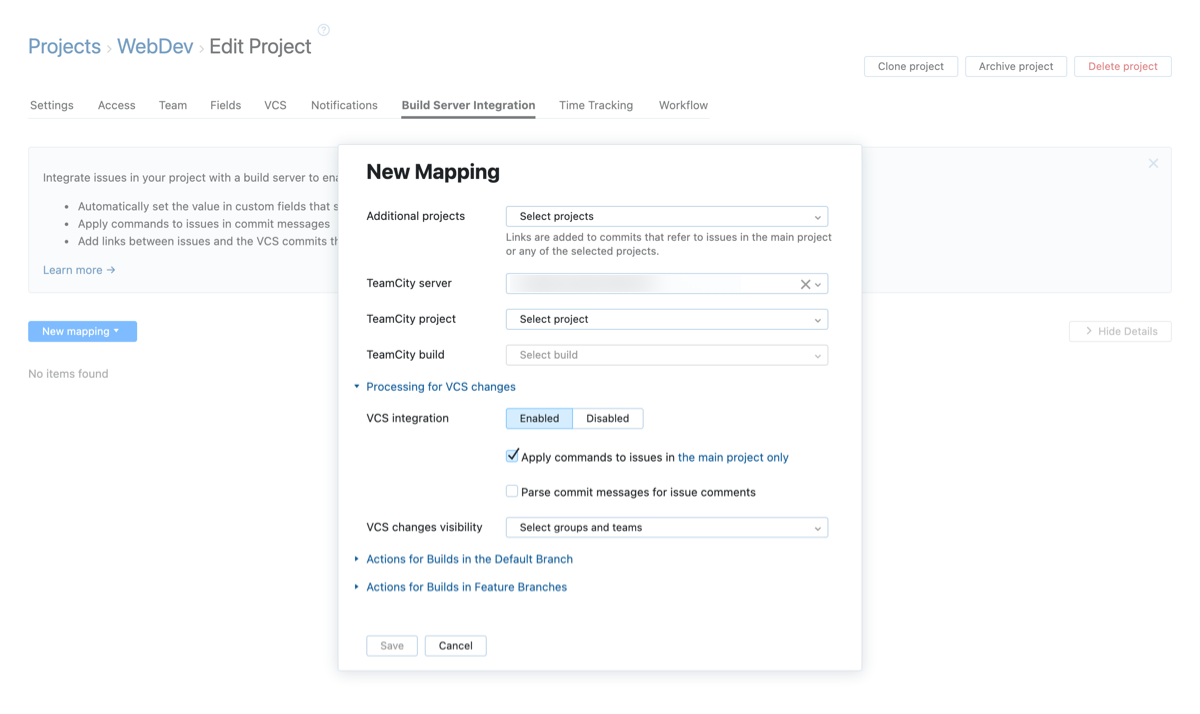 new TeamCity mapping new TeamCity mapping