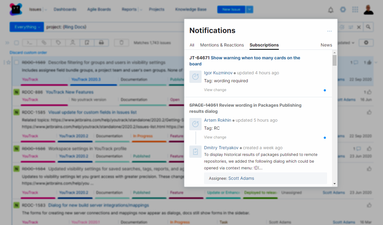 The list of messages that match subscription settings. The list of messages that match subscription settings.