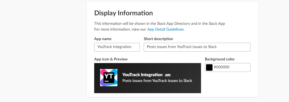 Slack integration settings.