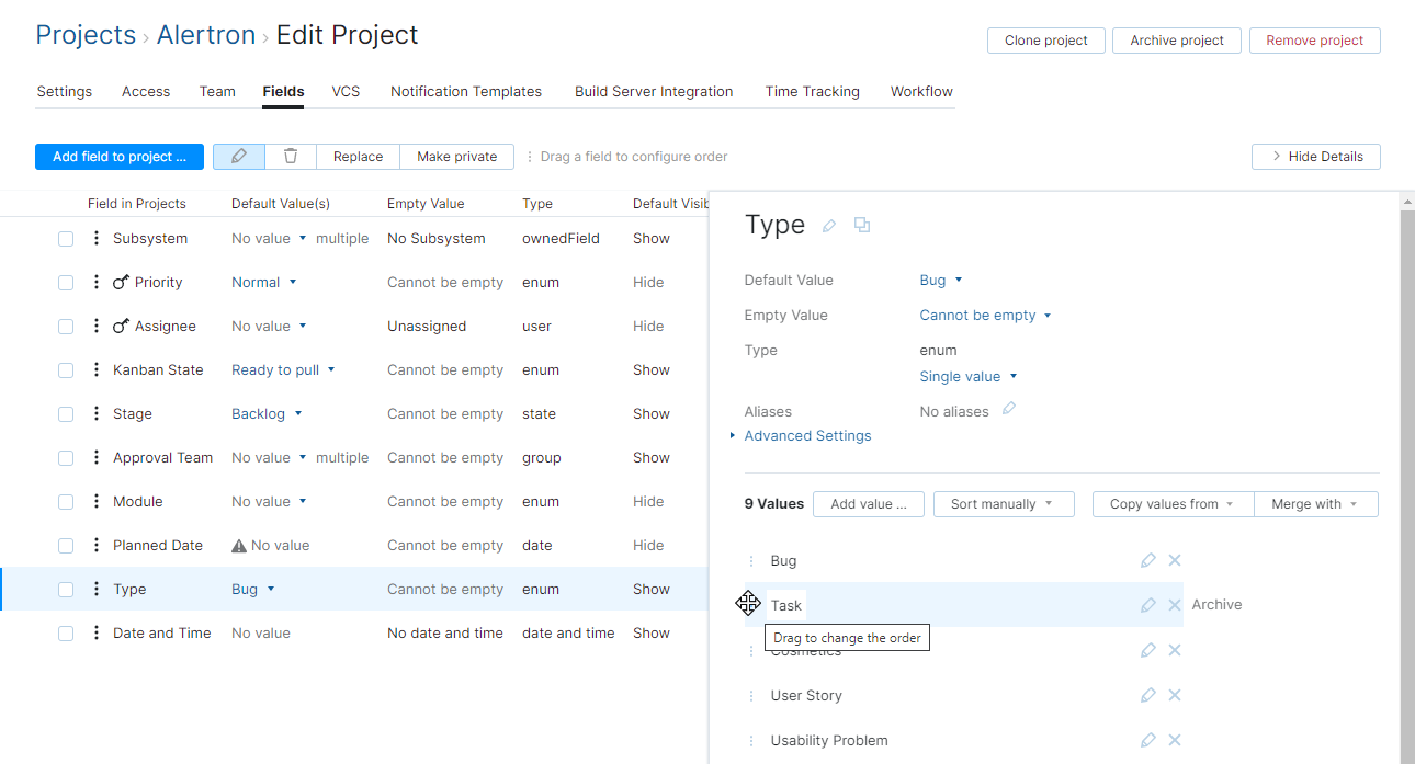 Update manual sort order in project Update manual sort order in project