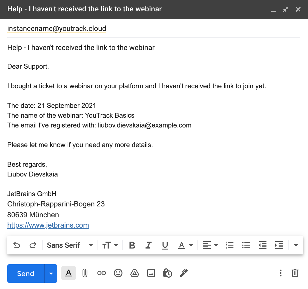 User email User email