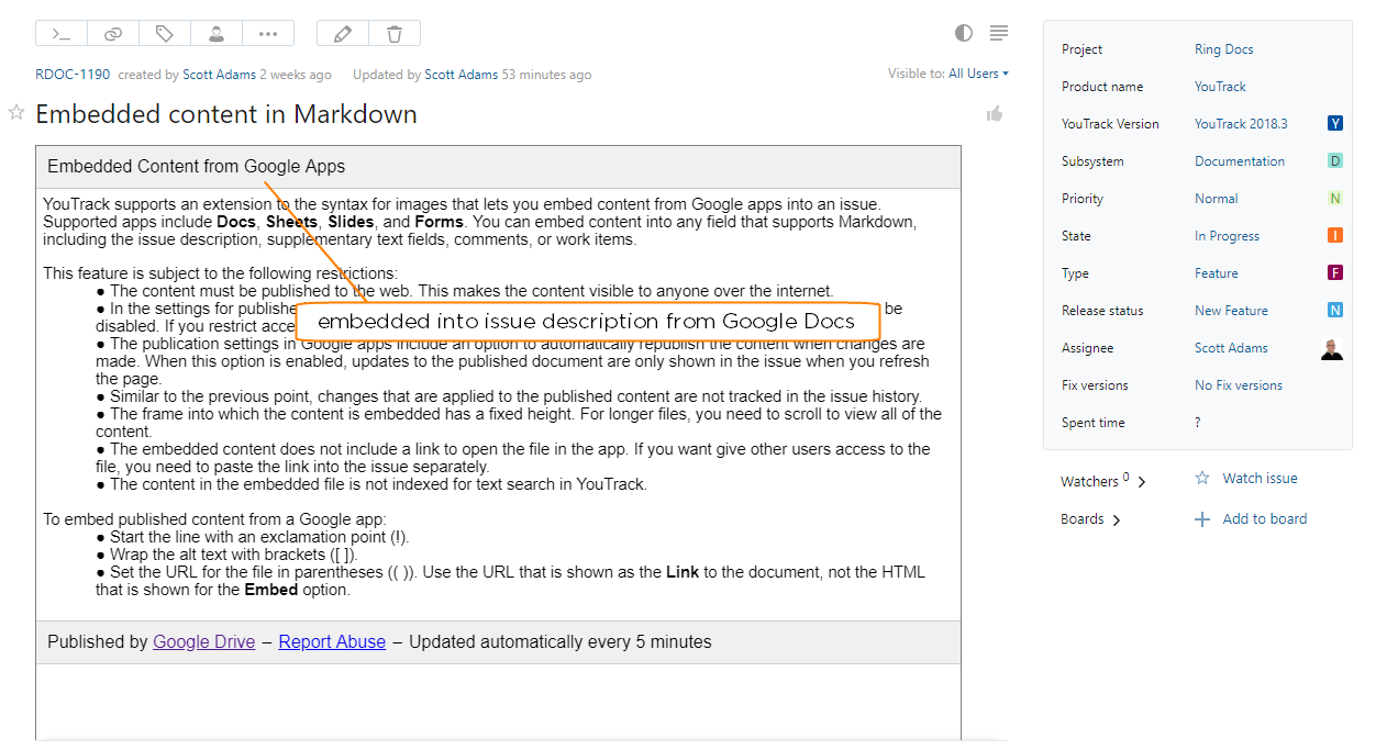 Markdown の構文 Youtrack Standalone