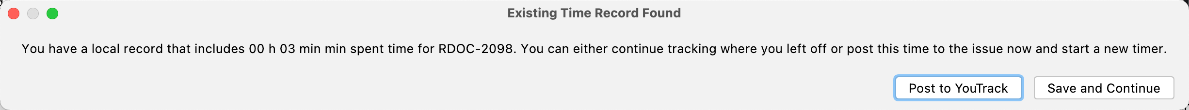Existing time record found