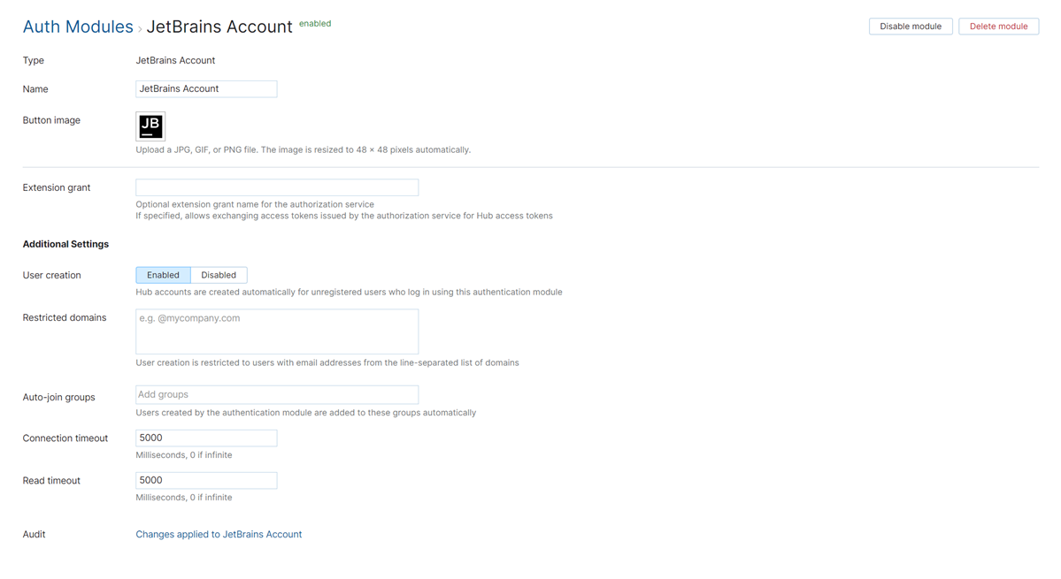 JetBrains account authentication module.