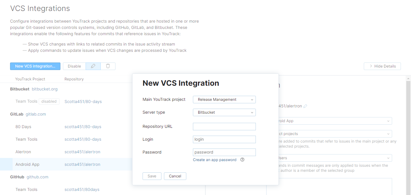 new Bitbucket VCS integration