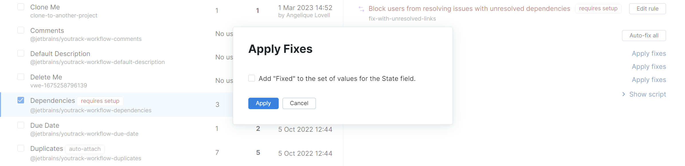 Attach workflows apply fixes.