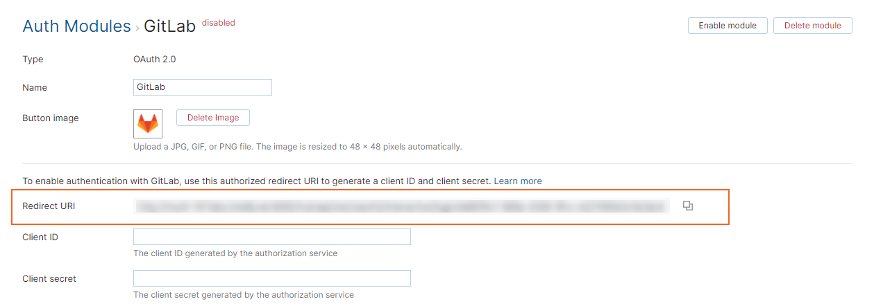 Gitlab settings redirect uri